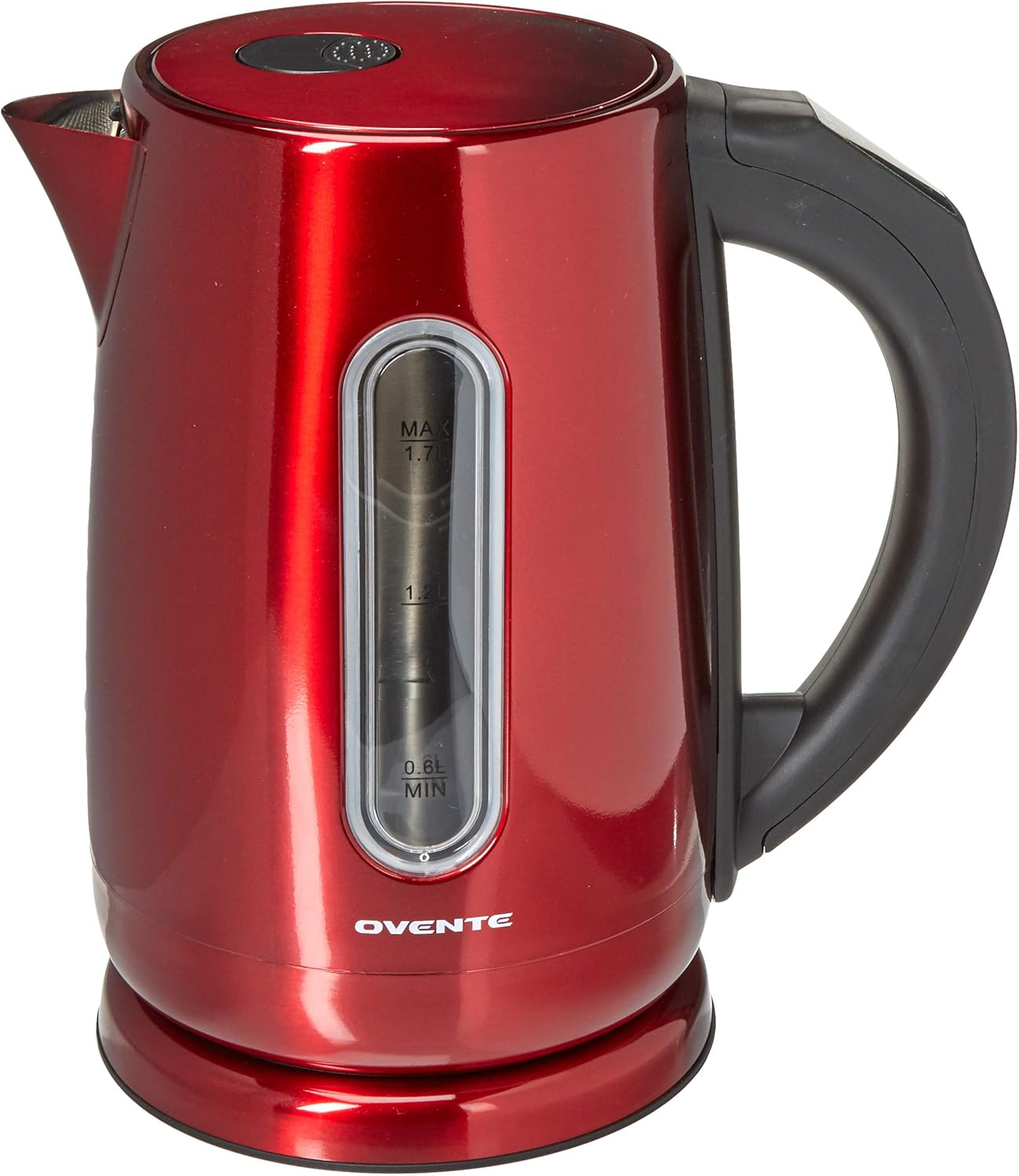 Ovente Electric Hot Water Kettle 1.7 Liter Stainless Steel with Touch Screen Control Panel, 1100 Watts, 5 Preset Settings, Auto Shutoff and Keep Warm Function, Red (KS58R)