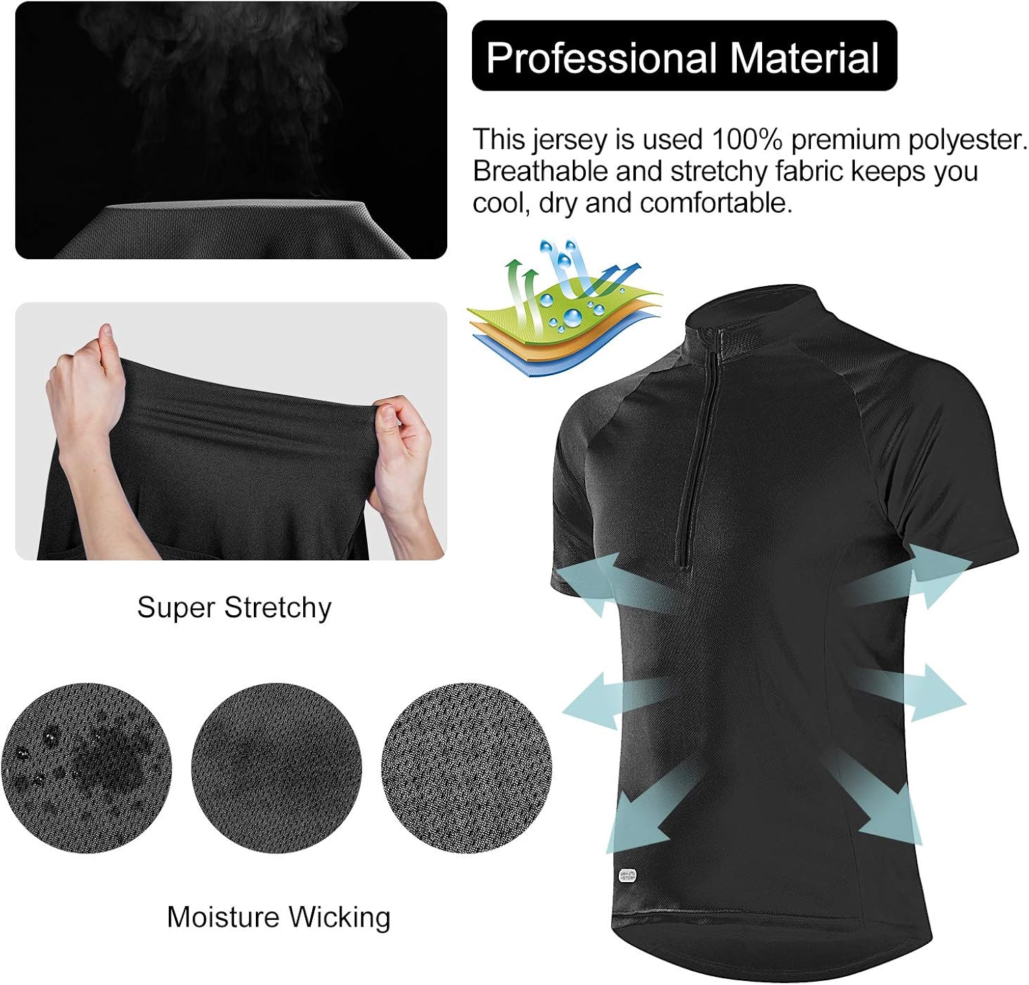 INBIKE Men's Moisture Wicking Short Sleeve Quick Dry Bike Jersey Running Tops Breathable Basic Shirts for Sports: Clothing