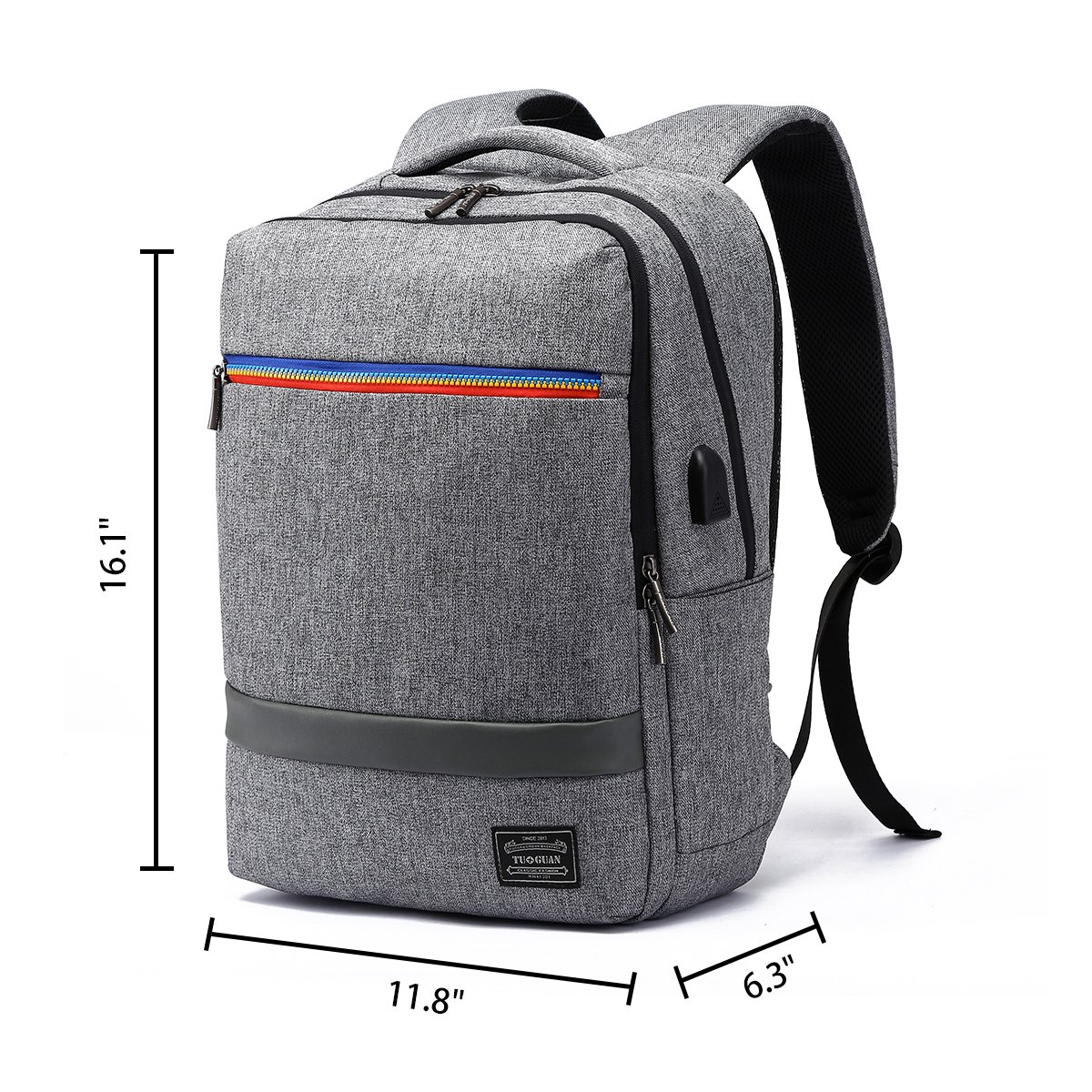 Water Resistant Laptop Backpack Anti-Theft Slim Business Bag with USB Charging Port Fits 15.6 Inch Laptop Notebook Macbook Tablet Computer for College Student Size 11.8\