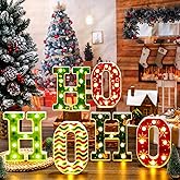 Glooglitter Christmas Decorations Indoor Marquee Light up Letters 8.5 Inch LED Light up Sign Christmas Table Decorations for Mantle Home Bedroom Tabletop Fireplace Wall Xmas Decor(Ho Ho Ho)