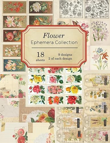 Download Flower Ephemera Collection: 18 sheets - over 200 vintage Ephemera pieces for DIY cards,journals and other paper crafts PDF