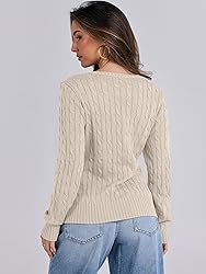 ANRABESS Womens Long Sleeve Cable Knit Sweater 2025