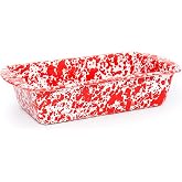 Crow Canyon Home Enamelware Loaf Pan, 9 x 5 inches, Red/White Splatter