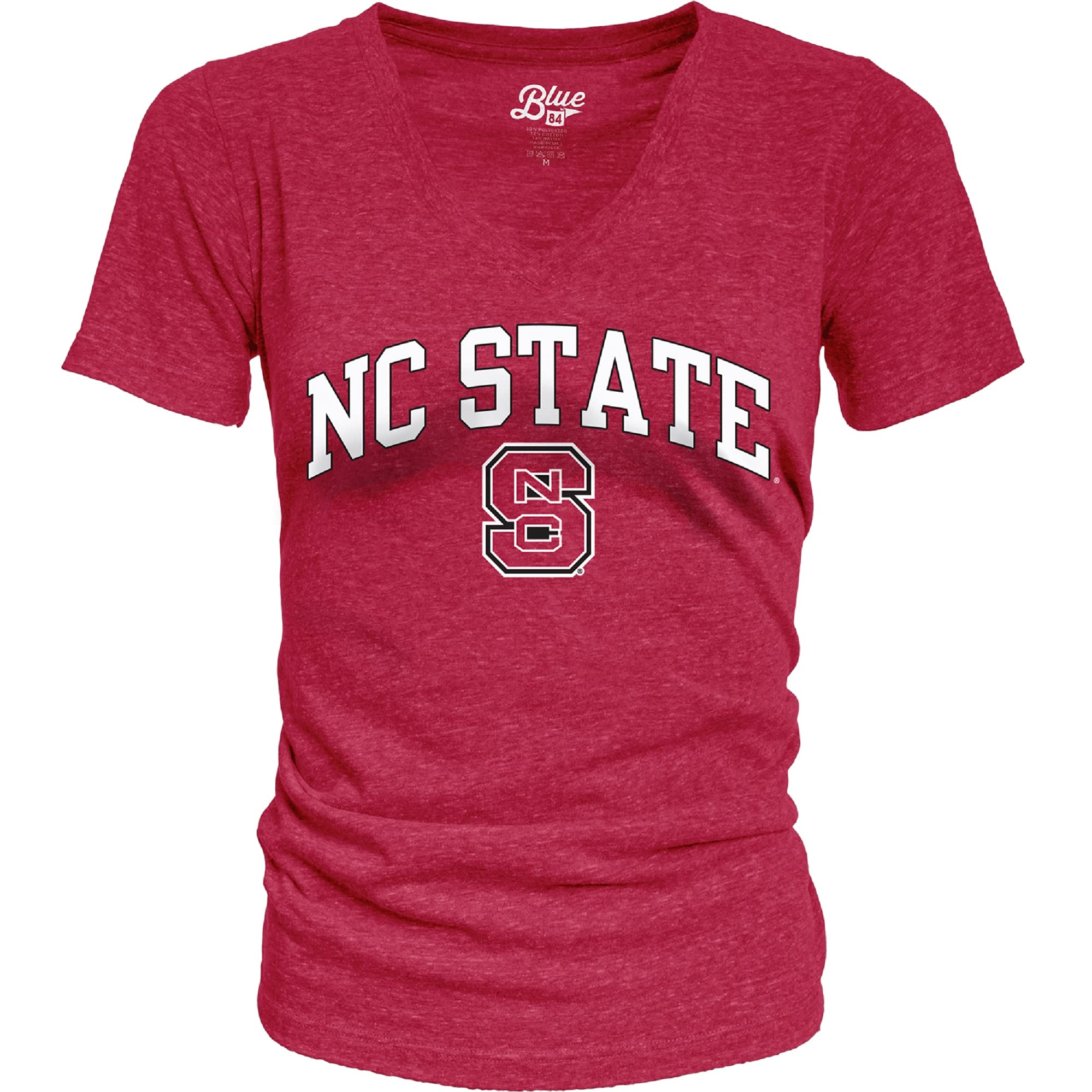 Blue 84 Women's North Carolina State Wolfpack Heathered Team Color Confetti T Shirt, North Carolina State Wolfpack Red, Medium Image