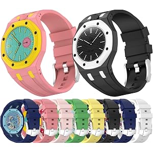 Sxmincxubo Custom Silicone Watch Band for Swatch AP Royal Pop Pocket Watch, Convertible Wrist Strap for 12'Clock Crown Orient