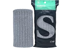 SUTERA - Exfoliating Shower Towel, Premium Japanese Scrub Wash Cloth, Deep Cleanse for Body Face, Microabrasion Duo Fibers Durable Quick Drying, Asian Spa Skin Care Bath Washclose, Extra Long Design
