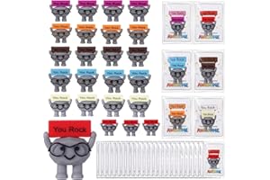 Ruxaqm 24 Sets You Rock Mini Figures Employee Appreciation Gifts Bulk with DIY Removable Glasses, Thank You Cards & Bags, Ins