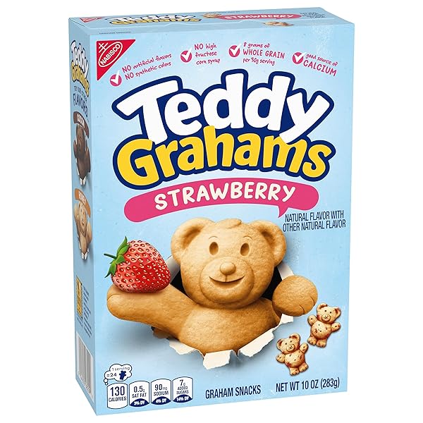 TEDDY GRAHAMS STRAWBERRY FLAVOR GRAHAM SNACKS, KIDS SNACKS, 10 OZ