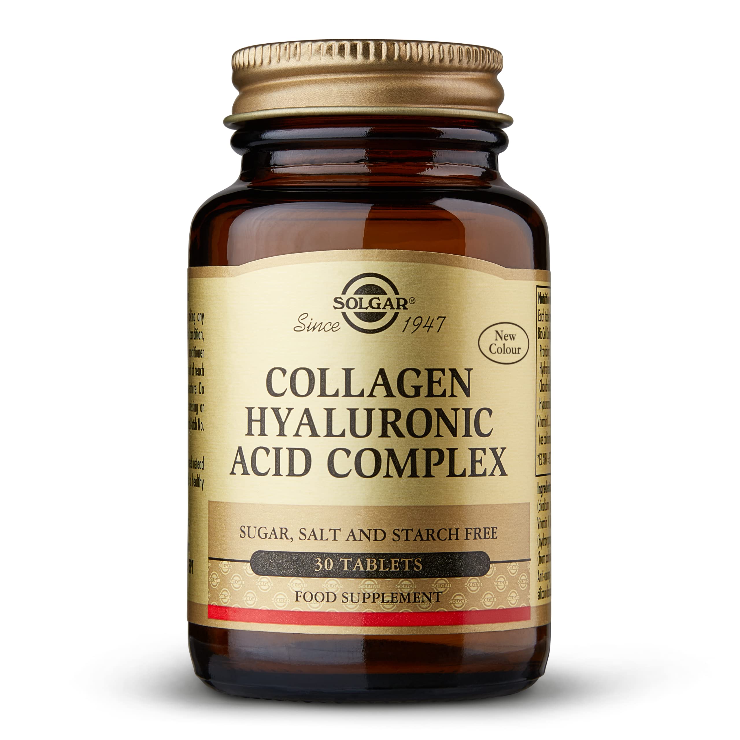 Solgar Collagen Hyaluronic Acid Complex - Reduces Fine Lines & Wrinkles - Skin Hydration - Vitamin C - 30 Tablets