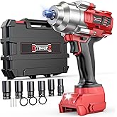 DIYtoolifz Cordless Impact Wrench 1/2" Compatible with Milwaukee 18v Battery, 750 Ft-lbs High Torque Impact Driver with 6Pcs Sockets & Storage Case, Impact Gun with 4-Speed & LED Light(Bare Tool)