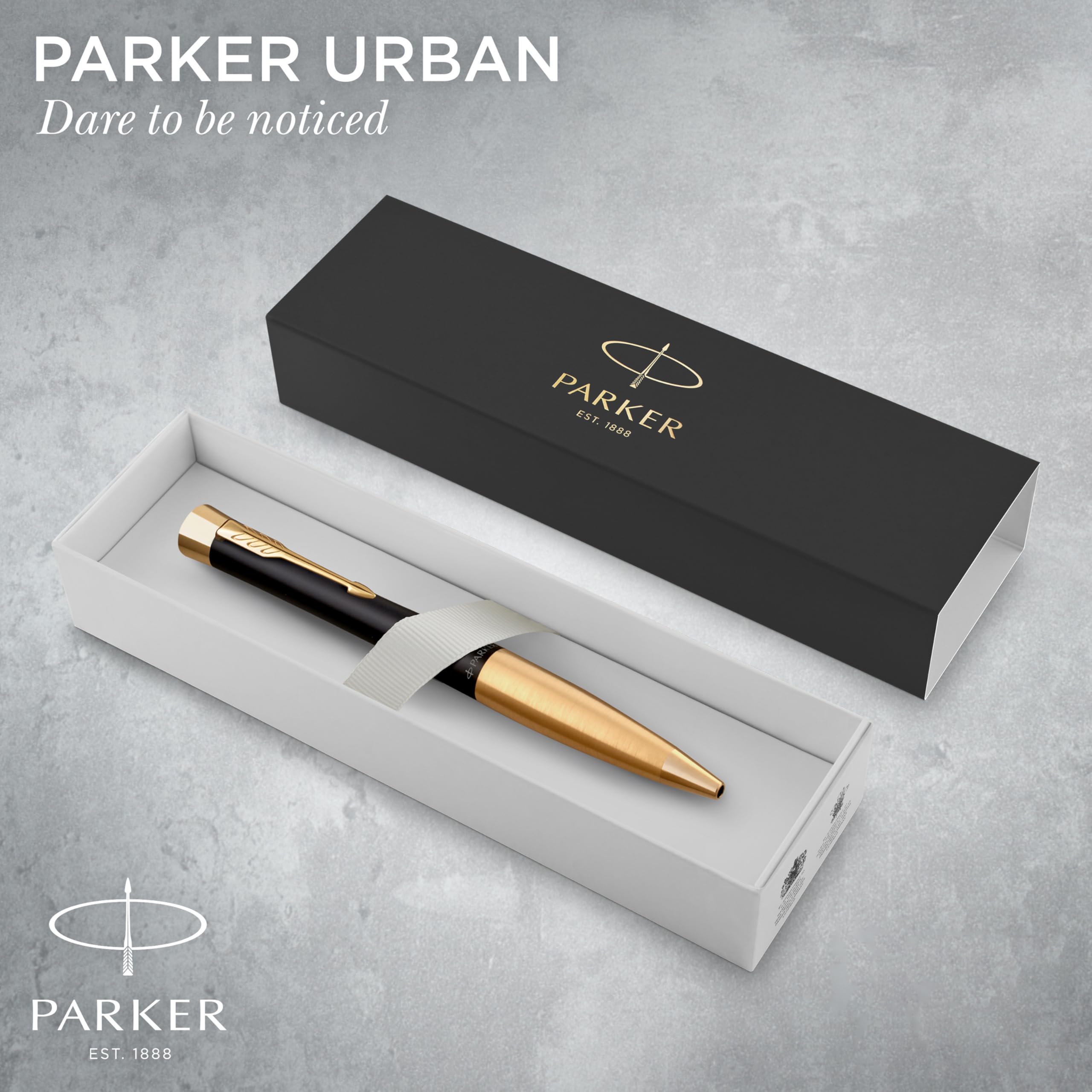 Parker Urban Twist-Kugelschreiber | Mattschwarz mit goldenen Zierteilen | mit Nachfüllpatrone mit blauer Tinte | Geschenkbox 2