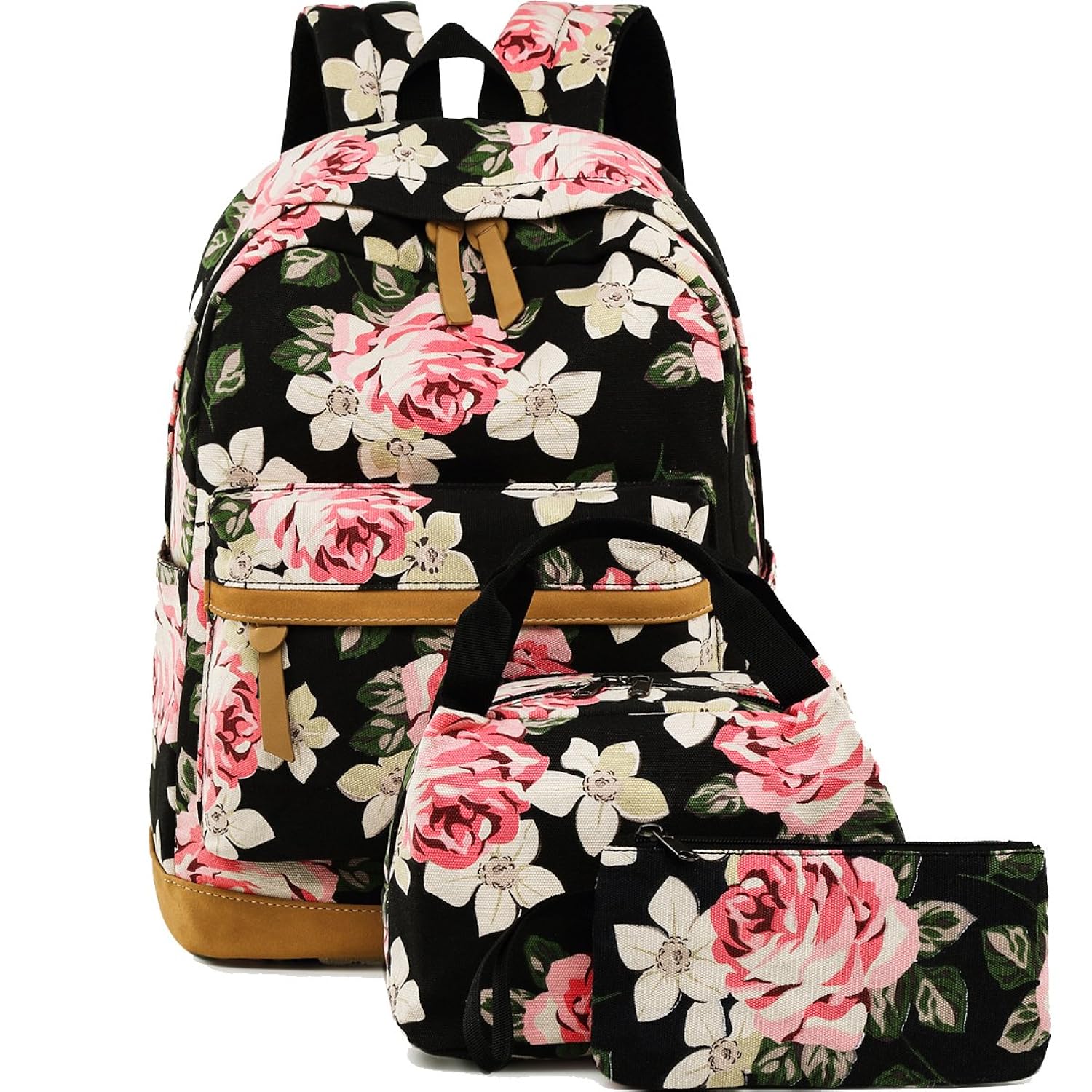 new BLUBOON School Backpack Set Canvas Teen Girls Bookbags 14" Laptop