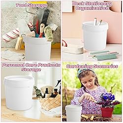 4 Pack White Plastic Pail Plastic Bucket with