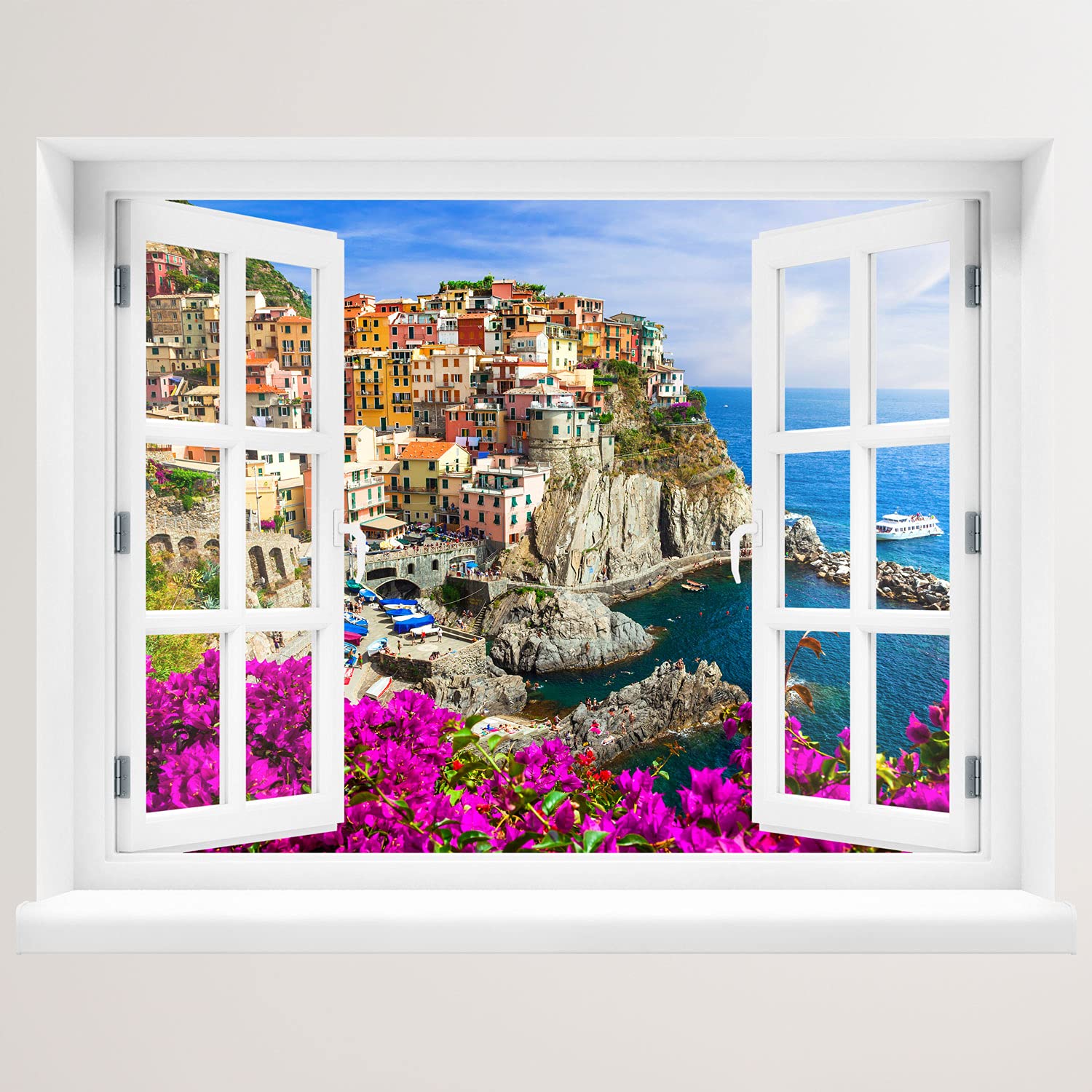 Cinque Terre View Window Wall Sticker 120 x 94 cm - Wall Sticker