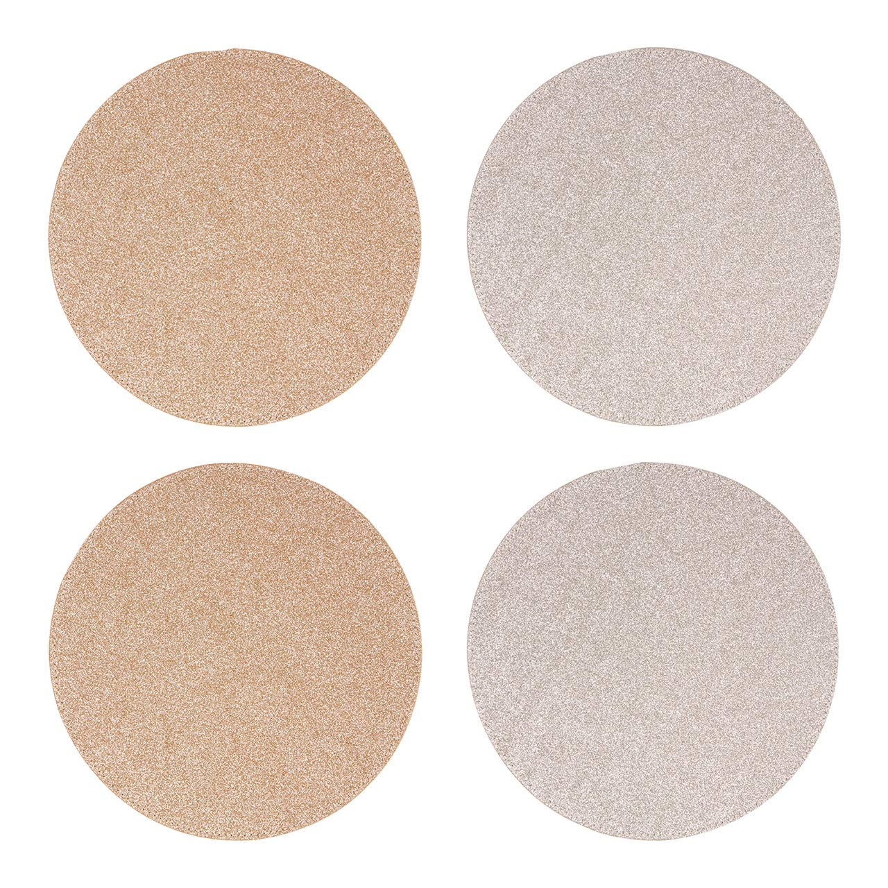 Glitter Placemats, Round, Reversible, Gold & Silver - Set of 4