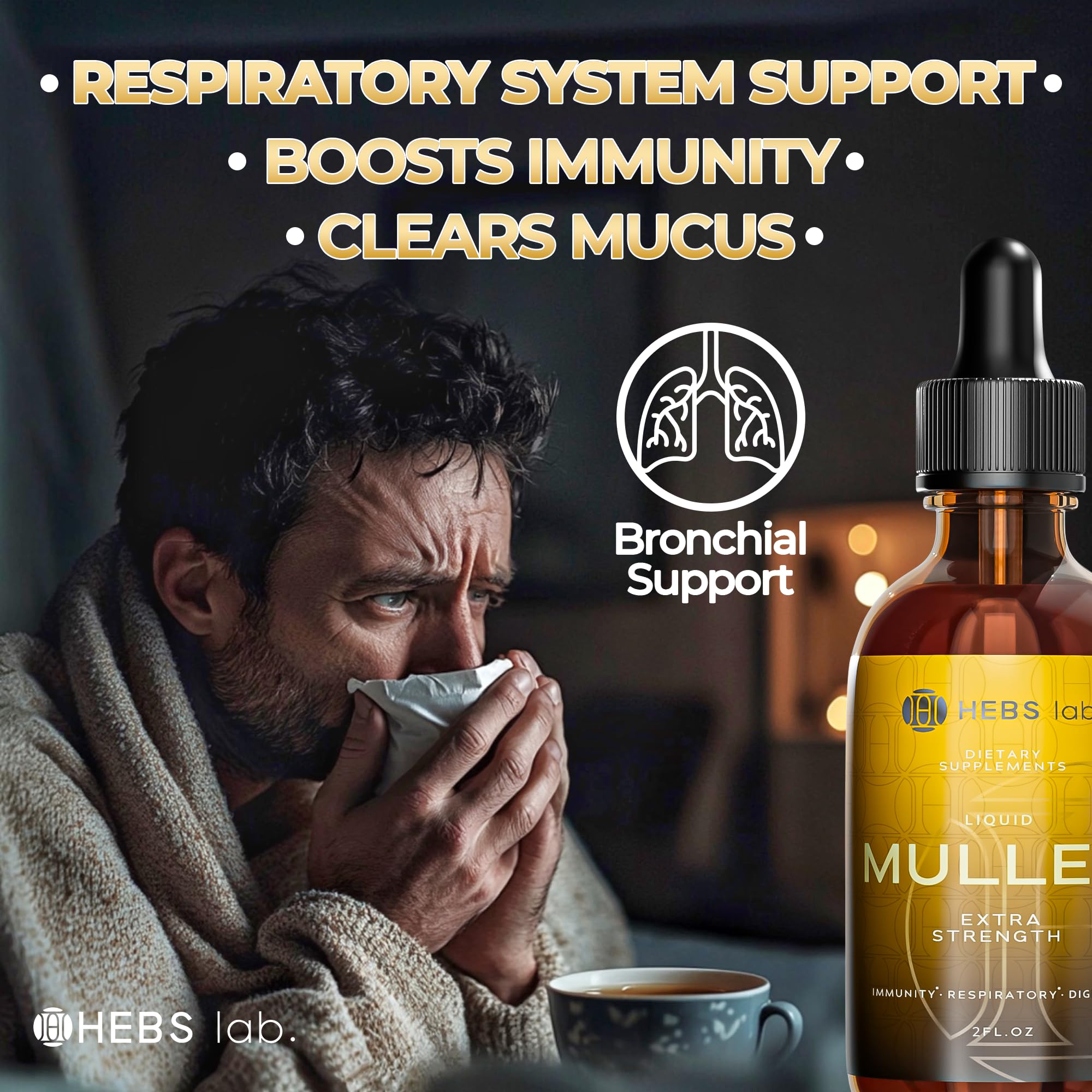 Mullein Leaf Extract for Lung Cleanse - Mullein Drops for Lung Health - Made in USA - Lung Support Supplement - Herbal Respiratory Support - Mullein Extract Tincture 2 Fl Oz