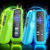 2 Pack Remote Case for Roku TV, Glow in the Dark Blue and Green | Battery Cover for TCL Roku Smart TV Steaming Stick Remote, Remote Cover Silicone Protective Controller Universal Sleeve Skin