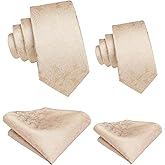 Hi-Tie Father and Son Tie Set Striped Plaid Ties for Men and Boys Silk Necktie Pocket Square Set for Wedding Gifts