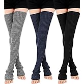 SATINIOR 3 Pairs Thigh High Leg Warmers Knit Long Leg Warmers Warm Sweater for Women Footless Socks
