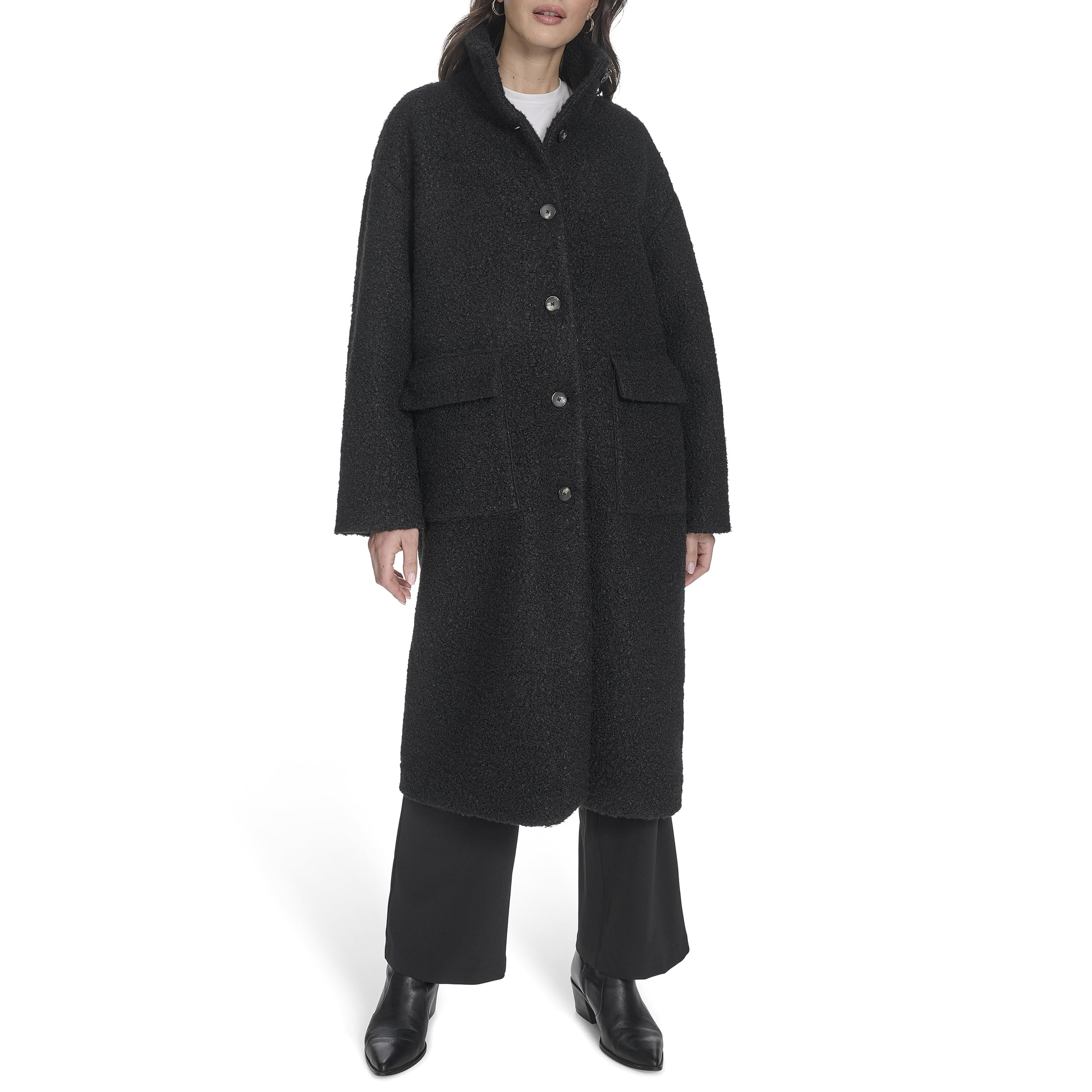 Photo 1 of Levi's Women's Boucle Stand Collar Car Coat, Black, X-Large