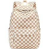 LOULOU Kids Backpack for Girls, Large Checkered School Backpack for Kids 8-12, Lightweight Bookbag for Elementary Middle & High School, Travel & Airplane Backpack for Kids, Cute Back to School Gifts