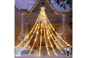 shineshine Christmas Lights 352LED 11.5FT, IP67 Waterproof Outdoor Christmas Decorations with 8 Lighting Modes, Remote Control Warm White Tree Lights for Outside Yard House