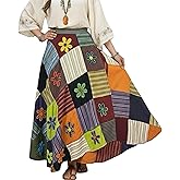 Agan Traders 2026 Long Flowy Maxi Skirts for Women – Elastic High Waist Wrap Trendy Skirt - Boho Tiedye Patched Women's Skirt