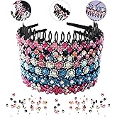 LUOLIPEYA 6 Pack Wave Rhinestone Teeth Comb Headbands for Women, Flower Crystal Hairband Hair Hoop with Teeth Non-Slip Hard Plastic 3 Pattern (Shiny 6 Colors)