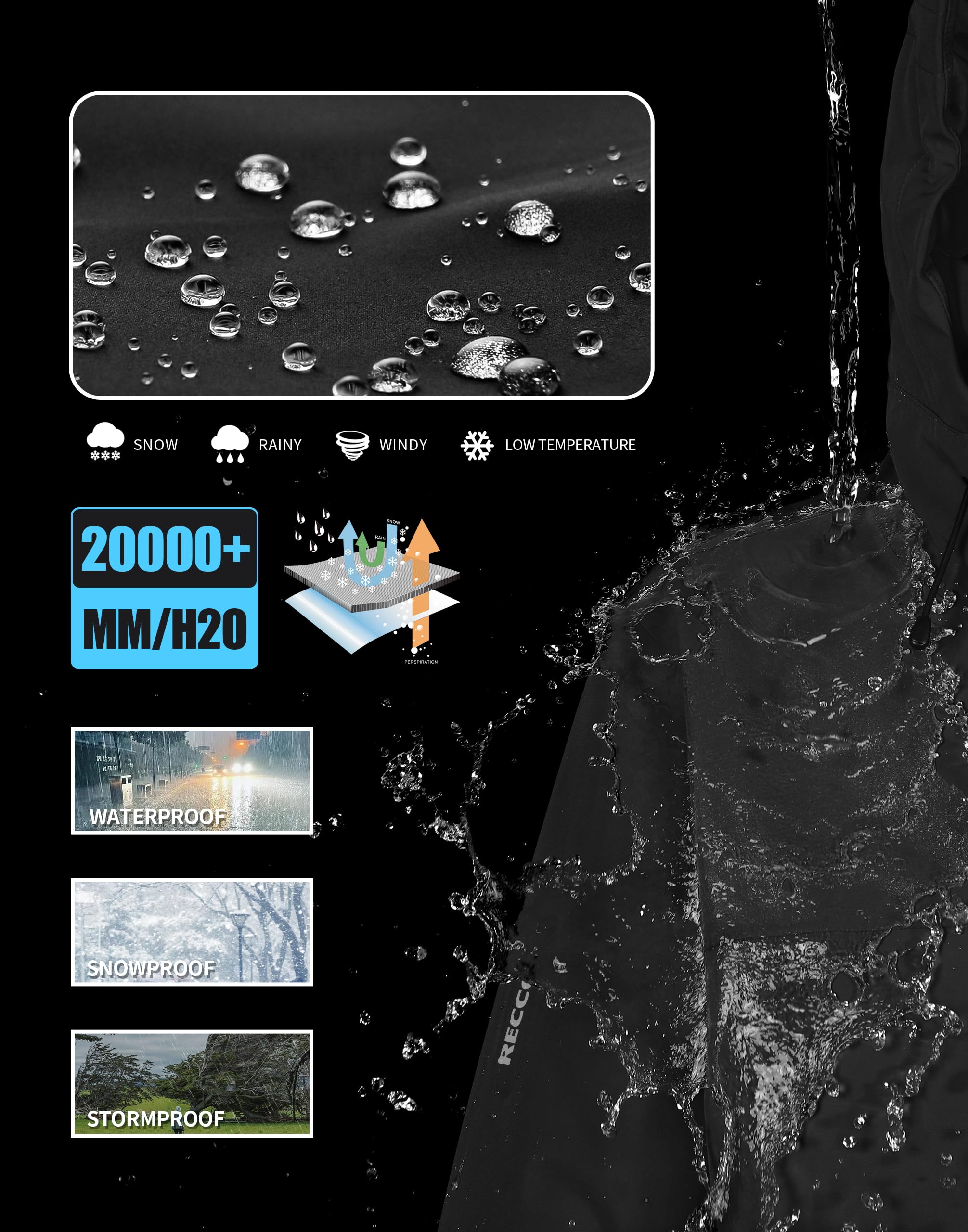 Pioneer Camp Herren Wasserdicht Skijacke Winddicht Snowboardjacke Warm Outdoor Winterjacke mit Kapuze Schwarz L 6