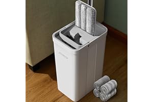 JOYMOOP Mop and Bucket Set with Wringer, Flat Mops for Floor Cleaning, Wall Mop Cleaner with Long Handle, Hardwood Floor Mop with 4 Microfiber Pads