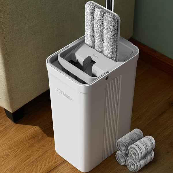 JOYMOOP FLAT MOP SYSTEM, MICROFIBER MOP AND BUCKET...