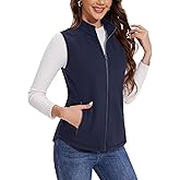 MAGCOMSEN Women's Fleece Vest with Zipper Pockets Zip Up Sleeveless Jackets Lightweight Soft Warm Polar Vest Outerwear
