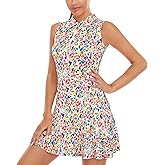 Misyula Tennis Dresses for Women,Athletic Dress with Shorts 2Pockets Zip Up Polo Sleeveless Golf Workout Dress(XS-XL)