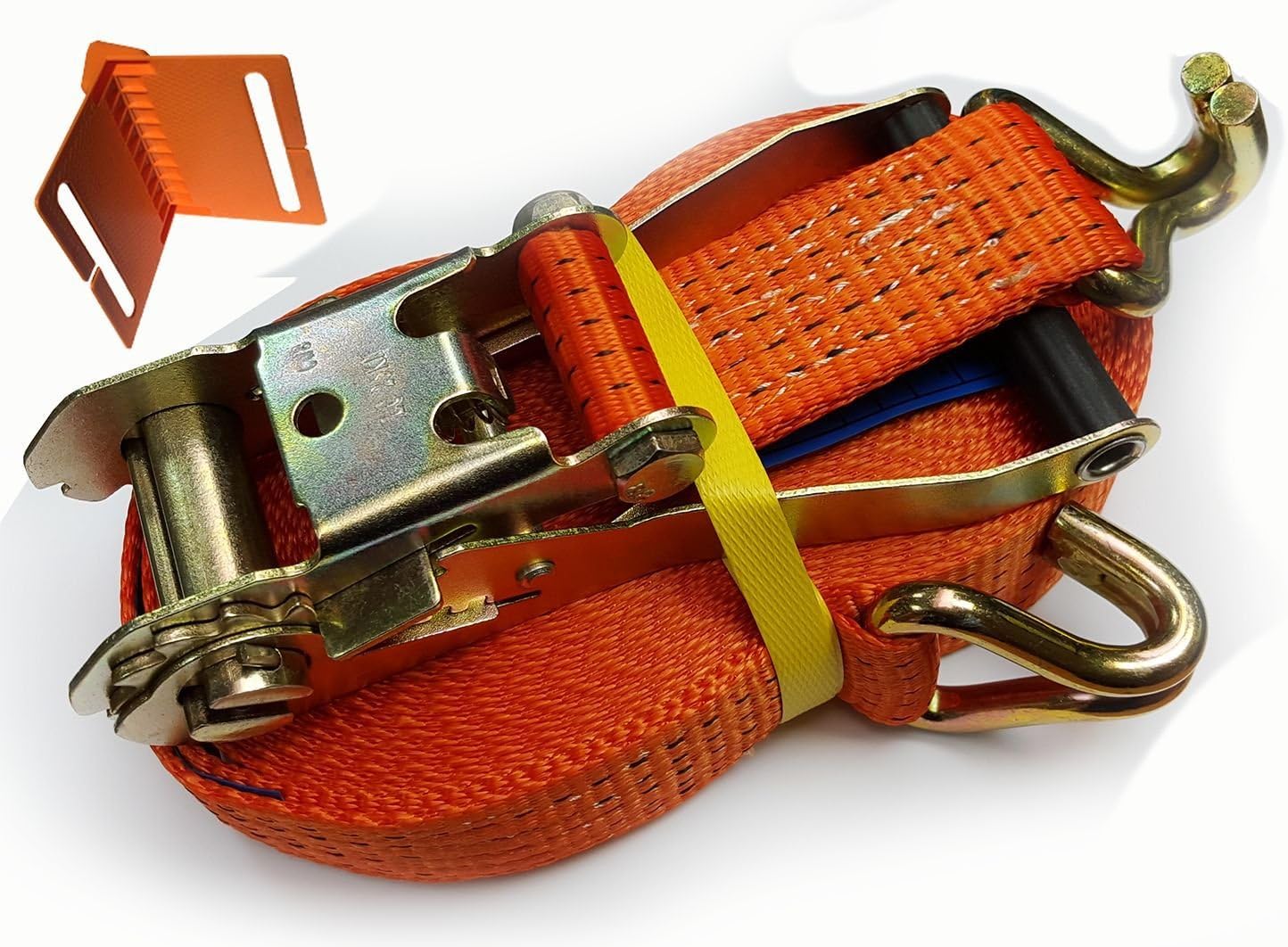 A PAIR of 5TONNE 10M Ratchet Straps with Claw Hook (4 x FREE corner protectors)