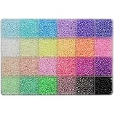 Tibaoffy 8/0 Glass Seed Beads 3mm - 24 Color Pony Beads Kit for Jewelry Making (6720pcs) with Organizer Box