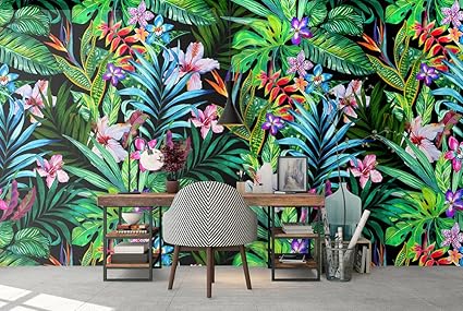 Papier Peint Sticker Muraux 130 X 275 Cm Papier Peint Tropical Autocollant Decoratif Papier Adhesif Deco Papier Peint Amazon Fr Bricolage