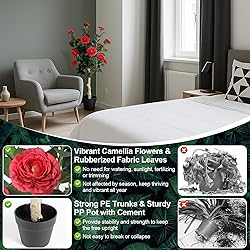 3FT Artificial Camellia Tree, 2 Pack Fake Camellia