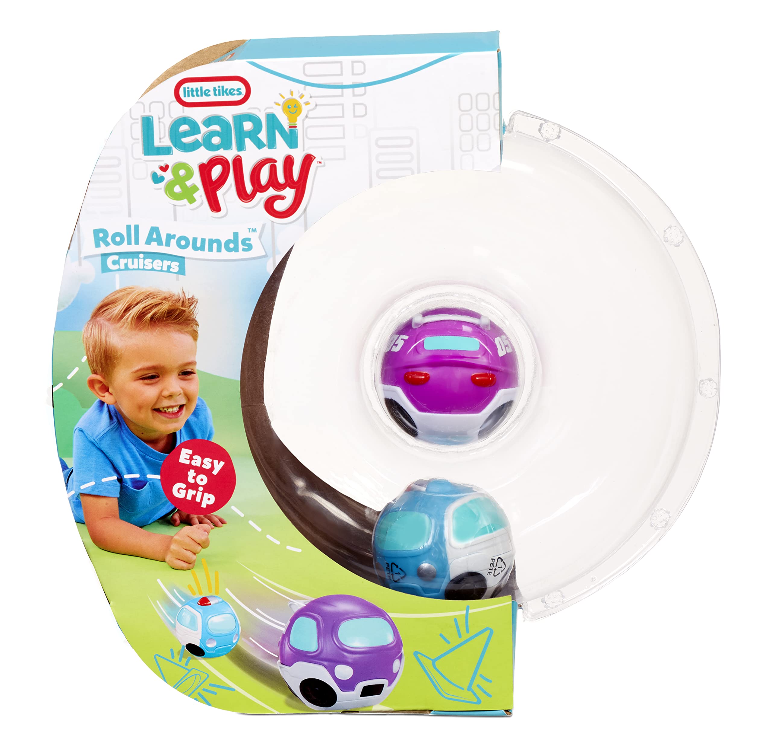 Learn & Play Roll Arounds Vehicle 2-Pack Cruisers- Toy Cars and Ball Play in One, Easy Grip & Roll Cars- Birthday Gifts for Kids, Toddler Toys for Boys and Girls Ages 18 months 1 2 3+ Years