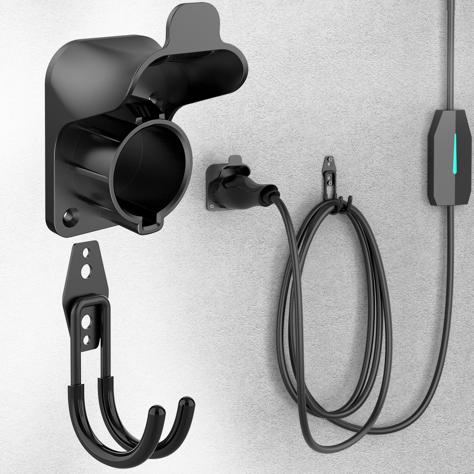 Photo 1 of EV Charger Holder Wall Mount J1772 Charging Cable Organizer Heavy Duty & No Cable Cutting Electric Car Plug Nozzle Holster Dock