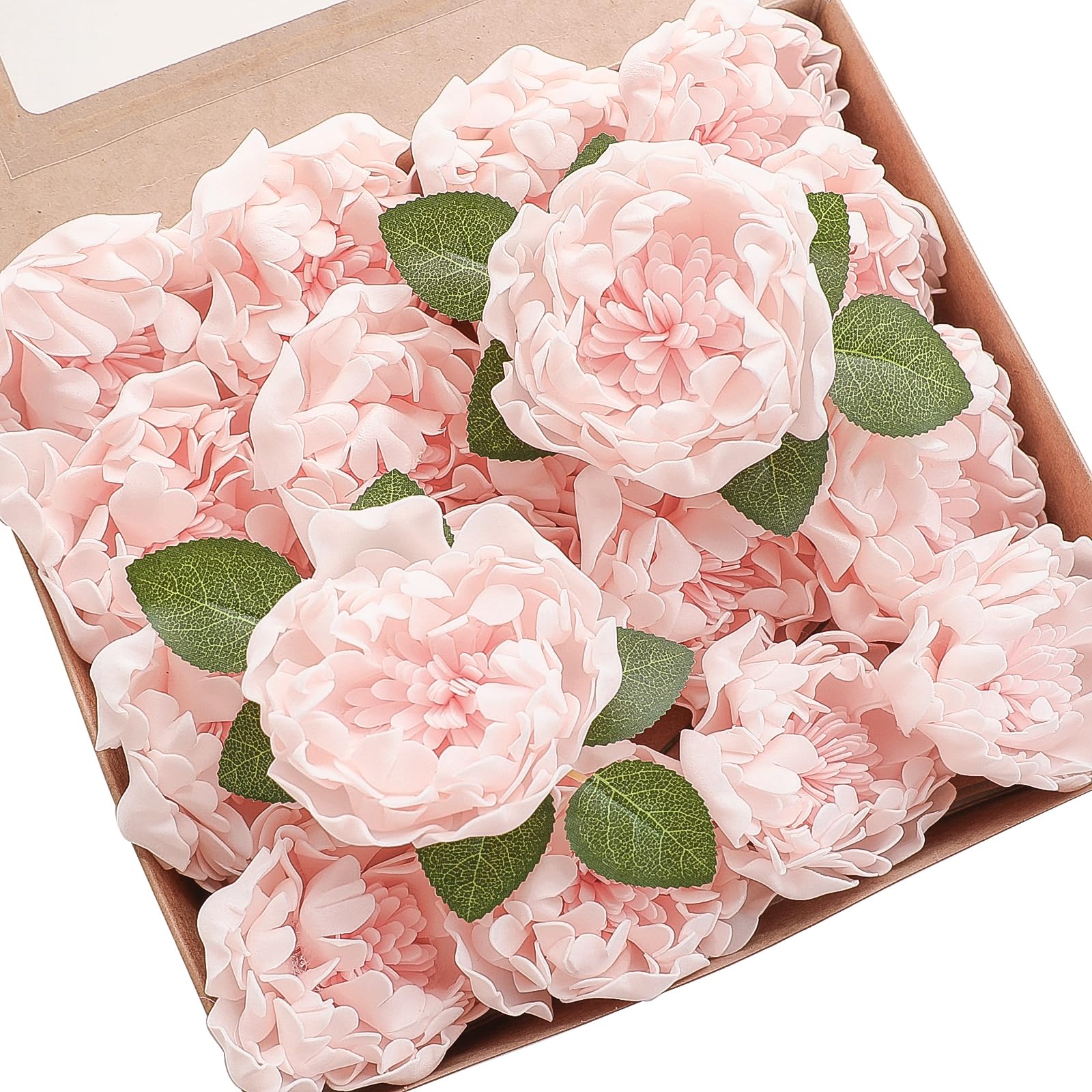 Photo 1 of Floroom Artificial Flowers 16pcs 4" Blush Blooming Peonies Real Looking Foam Fake Peony with Stems for DIY Wedding Bouquets Pink Bridal Shower Centerpieces Floral Arrangements Party Tables Decorations