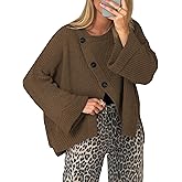 Balimtoy Chunky Cardigan Sweaters for Women Long Sleeve Crewneck Button Down Loose Pullover Sweater Casual Fall Outwear