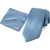 Spring Notion Men's Solid Color Satin Microfiber Tie and Handkerchief Set