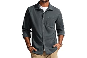 PJ PAUL JONES Men's Button Down Shirt Texture Wrinkle Free Shirts Long Sleeve Waffle Untucked Shirt