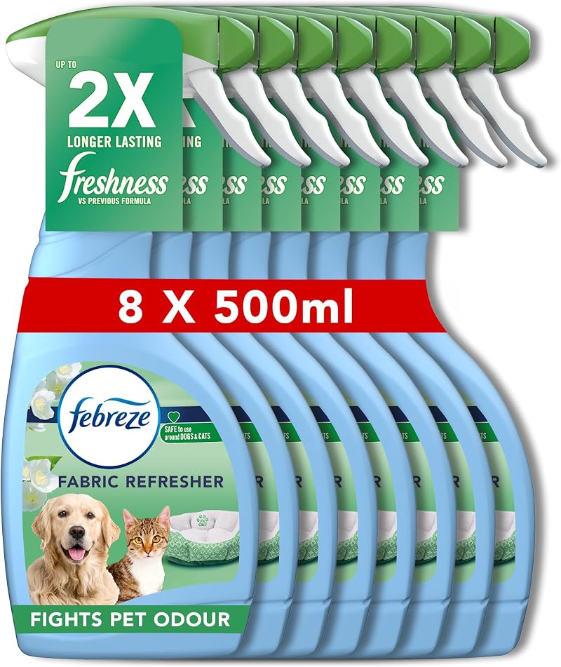 Febreze Fabric Freshener Spray 4L 8x500ml Odourclear Pet Odour Fighter
