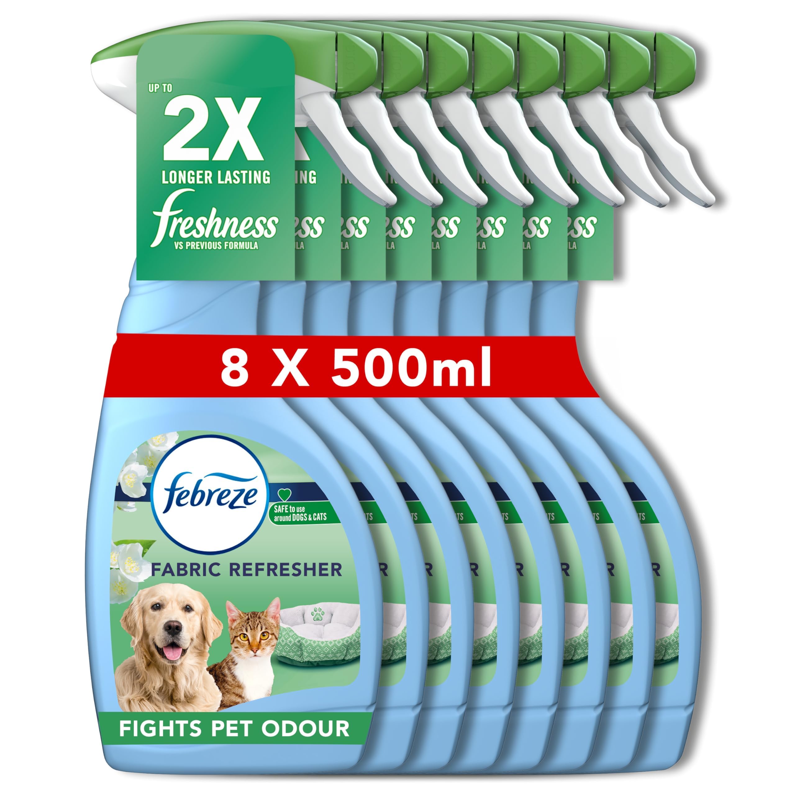 Febreze Fabric Freshener Spray, 4L (500ml x 8) – Pet Odour Fighter, Eliminates Odours, Refreshes Fabrics
