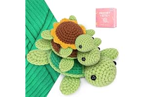 Mewaii Crochet Kit for Beginners, Crochet Animal Kit with Step-by-Step Video Tutorial, Learn to Crochet Starter Kit with 40%+ Tape Yarn, DIY Crochet Gifts for Kids Adults (Three Pack Turtles)