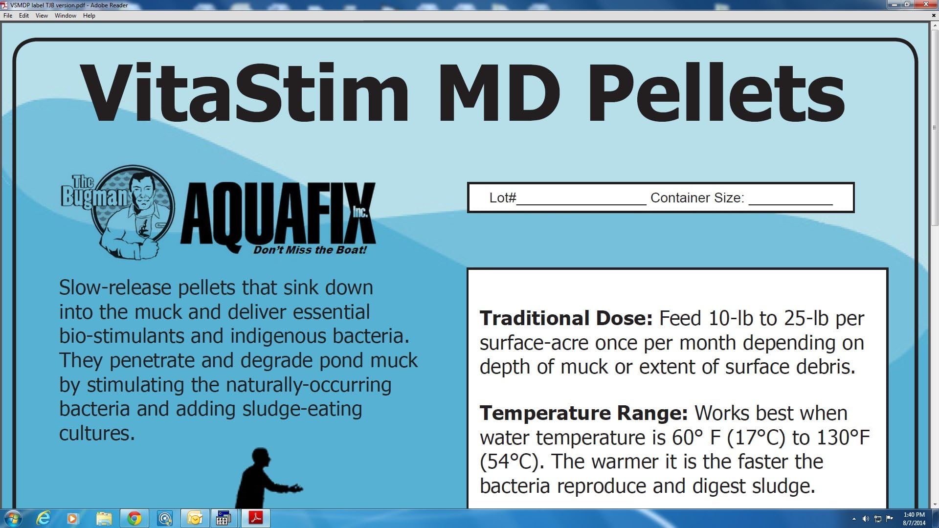 VitaStim MD Pellets - Water Garden & Pond Bottom Muck Reducer - 10 lb