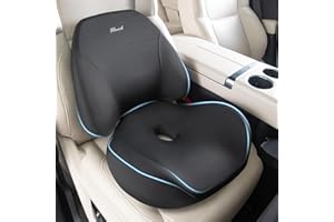 FLORICH Lumbar Support Pillow and Car Seat Cushion, Ergonomic Back Support Pillow and Seat Chair Cushion for Office Chair Memory Foam Lumbar Support and Car Seat Cushion for Car Seat Driver - Black