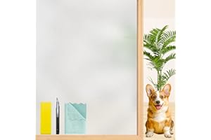 Niviy Frosted Glass Window Privacy Film with Free Installation Tools Static Cling Bathroom Window Frosting Film Day and Night Windows Cling Home Glass Door Cover, 17.5 inch x 78.7 inch