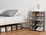 HOMIDEC 6 Pcs Shoe Boxes Clear Plastic Stackable with Lids 34.5x27x19 cm view 6